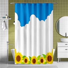 Cloud Blue Sky Sunflower Yellow Green White Shower Curtain 48  X 72  (small)  by Mariart