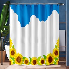 Cloud Blue Sky Sunflower Yellow Green White Shower Curtain 60  X 72  (medium)  by Mariart