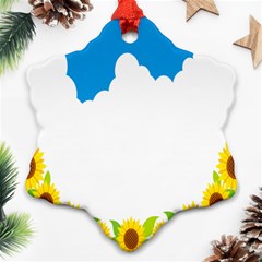 Cloud Blue Sky Sunflower Yellow Green White Ornament (snowflake) by Mariart