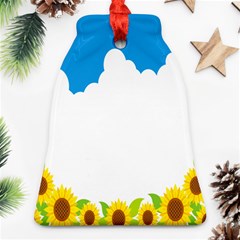 Cloud Blue Sky Sunflower Yellow Green White Ornament (bell) by Mariart