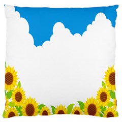 Cloud Blue Sky Sunflower Yellow Green White Large Cushion Case (two Sides) by Mariart