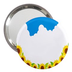 Cloud Blue Sky Sunflower Yellow Green White 3  Handbag Mirrors by Mariart