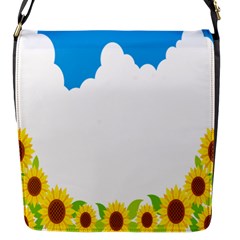 Cloud Blue Sky Sunflower Yellow Green White Flap Messenger Bag (s) by Mariart