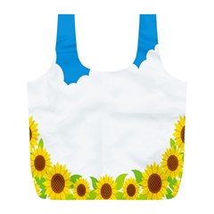 Cloud Blue Sky Sunflower Yellow Green White Full Print Recycle Bags (l)  by Mariart