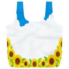 Cloud Blue Sky Sunflower Yellow Green White Full Print Recycle Bags (l)  by Mariart