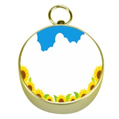 Cloud Blue Sky Sunflower Yellow Green White Gold Compasses by Mariart