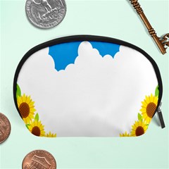 Cloud Blue Sky Sunflower Yellow Green White Accessory Pouches (large)  by Mariart