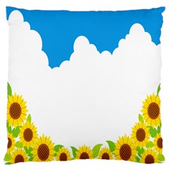 Cloud Blue Sky Sunflower Yellow Green White Standard Flano Cushion Case (one Side) by Mariart