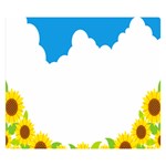 Cloud Blue Sky Sunflower Yellow Green White Double Sided Flano Blanket (Small)  50 x40  Blanket Front