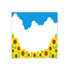 Cloud Blue Sky Sunflower Yellow Green White Satin Bandana Scarf by Mariart