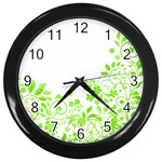 Butterfly Green Flower Floral Leaf Animals Wall Clocks (Black) Front