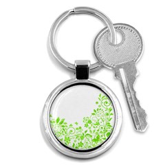 Butterfly Green Flower Floral Leaf Animals Key Chains (round)  by Mariart