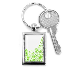 Butterfly Green Flower Floral Leaf Animals Key Chains (rectangle)  by Mariart