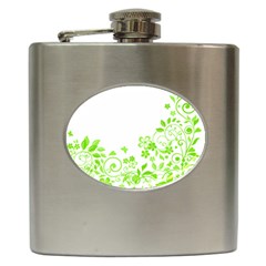 Butterfly Green Flower Floral Leaf Animals Hip Flask (6 Oz) by Mariart