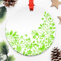 Butterfly Green Flower Floral Leaf Animals Round Ornament (two Sides) by Mariart