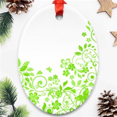 Butterfly Green Flower Floral Leaf Animals Oval Ornament (two Sides) by Mariart