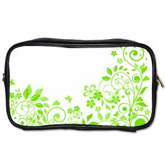 Butterfly Green Flower Floral Leaf Animals Toiletries Bags by Mariart