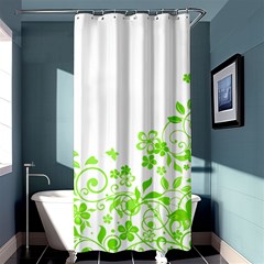 Butterfly Green Flower Floral Leaf Animals Shower Curtain 36  X 72  (stall)  by Mariart