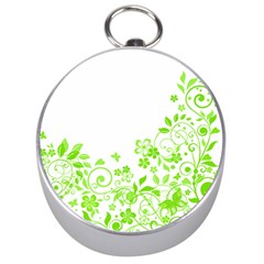 Butterfly Green Flower Floral Leaf Animals Silver Compasses by Mariart