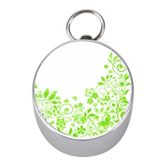 Butterfly Green Flower Floral Leaf Animals Mini Silver Compasses by Mariart