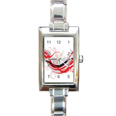 Flower Floral Star Red Wave Rectangle Italian Charm Watch by Mariart