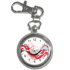 Flower Floral Star Red Wave Key Chain Watches by Mariart