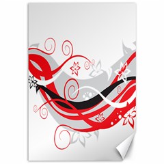 Flower Floral Star Red Wave Canvas 12  X 18   by Mariart