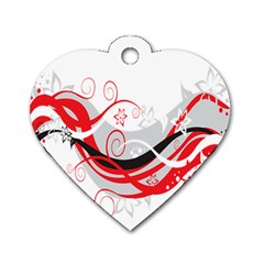 Flower Floral Star Red Wave Dog Tag Heart (two Sides) by Mariart