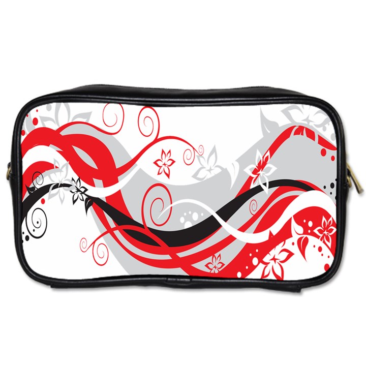 Flower Floral Star Red Wave Toiletries Bags 2-Side