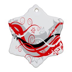 Flower Floral Star Red Wave Ornament (snowflake) by Mariart