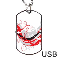 Flower Floral Star Red Wave Dog Tag Usb Flash (one Side) by Mariart