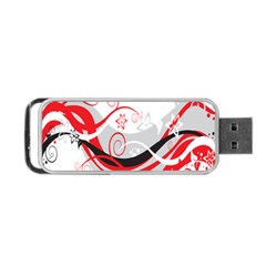 Flower Floral Star Red Wave Portable Usb Flash (one Side) by Mariart