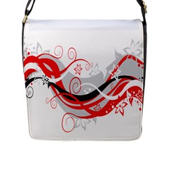 Flower Floral Star Red Wave Flap Messenger Bag (l)  by Mariart