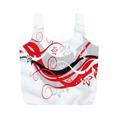 Flower Floral Star Red Wave Full Print Recycle Bags (m)  by Mariart