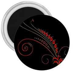 Flower Leaf Red Black 3  Magnets