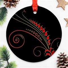 Flower Leaf Red Black Ornament (round) by Mariart