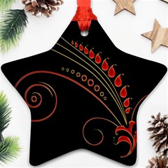 Flower Leaf Red Black Ornament (star)