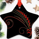 Flower Leaf Red Black Ornament (Star) Front