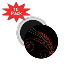 Flower Leaf Red Black 1 75  Magnets (10 Pack)  by Mariart