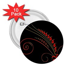 Flower Leaf Red Black 2 25  Buttons (10 Pack)  by Mariart