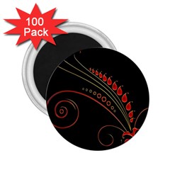 Flower Leaf Red Black 2 25  Magnets (100 Pack) 