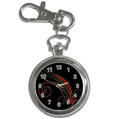 Flower Leaf Red Black Key Chain Watches by Mariart