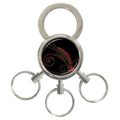 Flower Leaf Red Black 3-ring Key Chains by Mariart