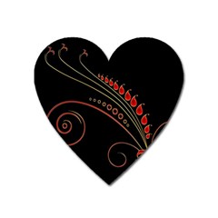 Flower Leaf Red Black Heart Magnet by Mariart