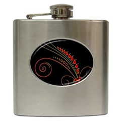 Flower Leaf Red Black Hip Flask (6 Oz) by Mariart