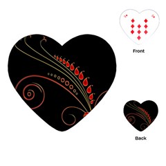 Flower Leaf Red Black Playing Cards (heart)  by Mariart