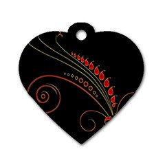 Flower Leaf Red Black Dog Tag Heart (two Sides) by Mariart