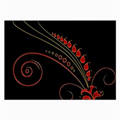 Flower Leaf Red Black Large Glasses Cloth (2-side) by Mariart