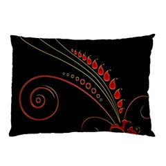 Flower Leaf Red Black Pillow Case by Mariart