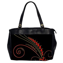 Flower Leaf Red Black Office Handbags (2 Sides)  by Mariart